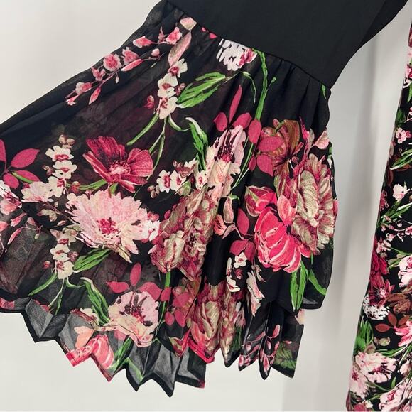 INC International Concepts black floral boho pleated bell sleeve shift dress 10 - Picture 7 of 8